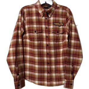 NWT! Harley Davidson Womens Small Plaid Flannel Long Sleeve 120 Year Anniversary